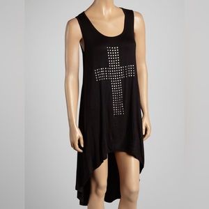 SUN N MOON Black Cross High-Low Tank Tunic - NWOT